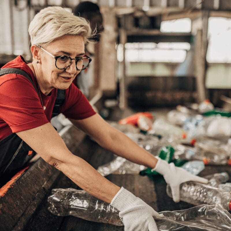 woman working in recycling facility